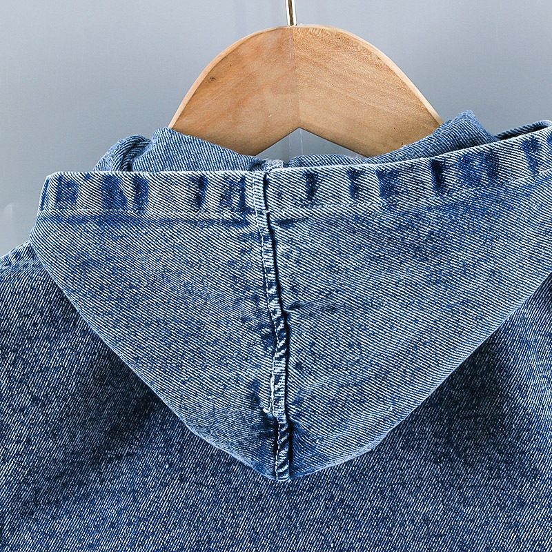 Haine pentru bebeluși, primăvară, toamnă, costum rupt, jachetă din denim, vestă cu glugă, cămașă + pantaloni, set 3 piese_voghion.com