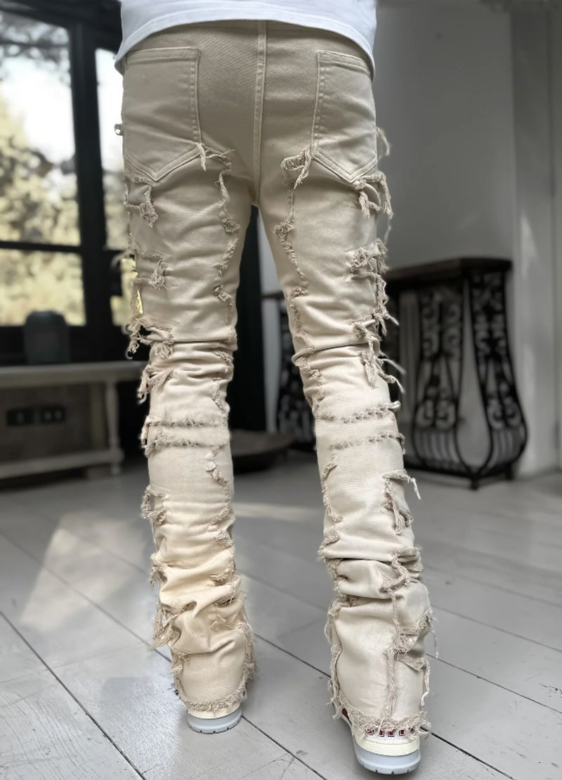 nuovi pantaloni dritti in denim elasticizzato con toppe della moda di strada europea e americana da uomo_voghion.com