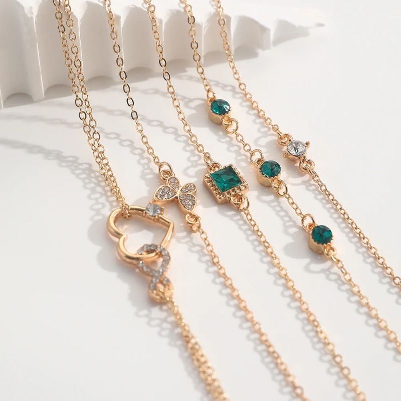 5PCS/Set Rhinestone Butterfly Bracelet Set For Women Korean Fashion Designer Adjustable Bead Bracelet Luxury Original Jewelry_voghion.com