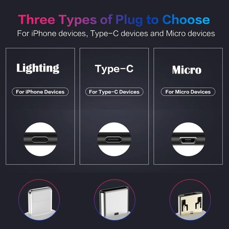 5A Led Light USB Cable de carga rápida para iPhone / iPad Para teléfono Android Tipo C Micro USB Samsung Xiaomi Huawei Redmi Más Cable de carga para teléfono móvil_voghion.com