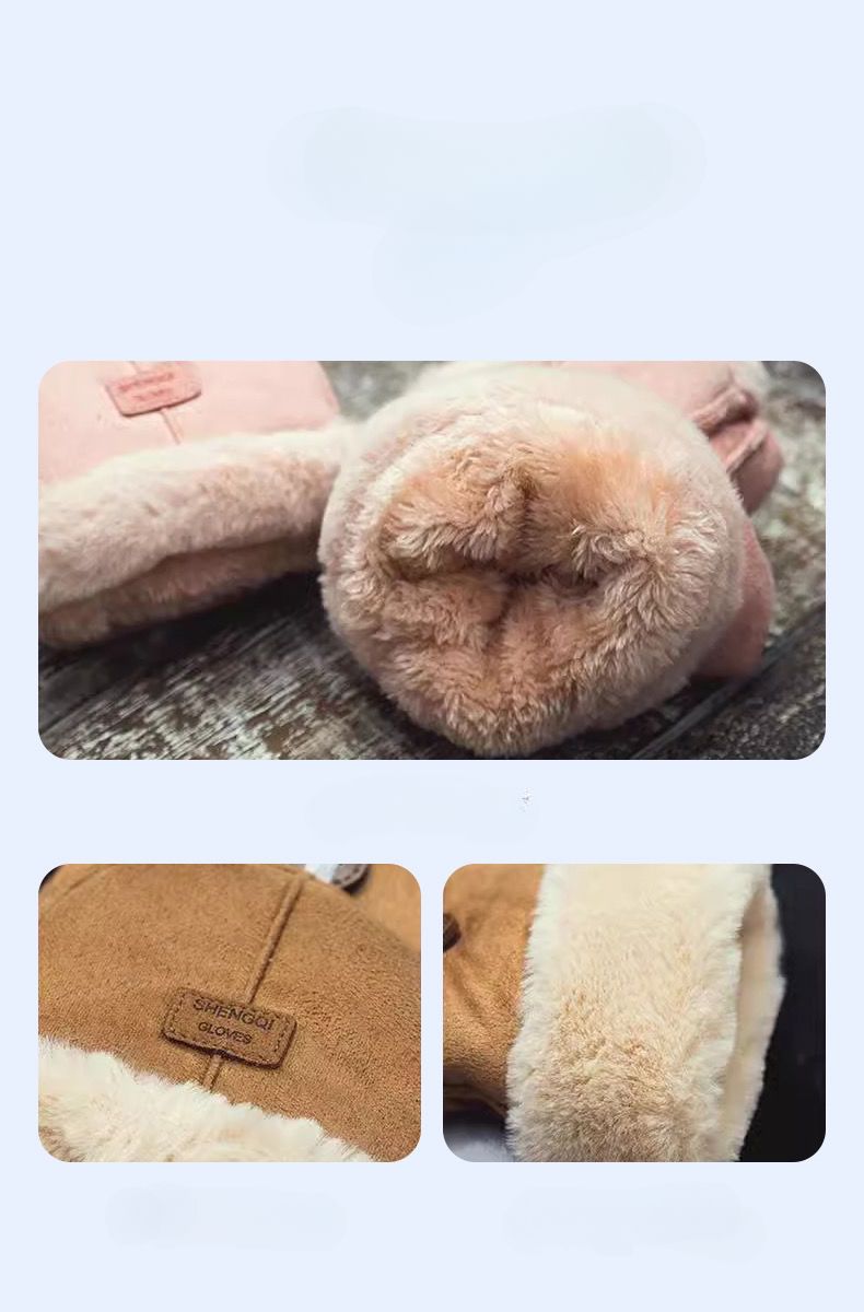 Suede For Women Winter Student Warm Double Layer Fleece Lined Flip Cover Cycling Windproof Touchscreen Thickened Half_voghion.com