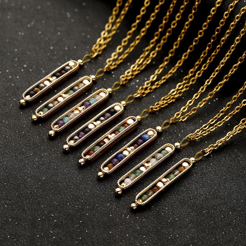 Nuova collana con perline di Stoe, stile leggero, lapislazzuli, ametista, acciaio inossidabile, clavicola, Chai per_voghion.com