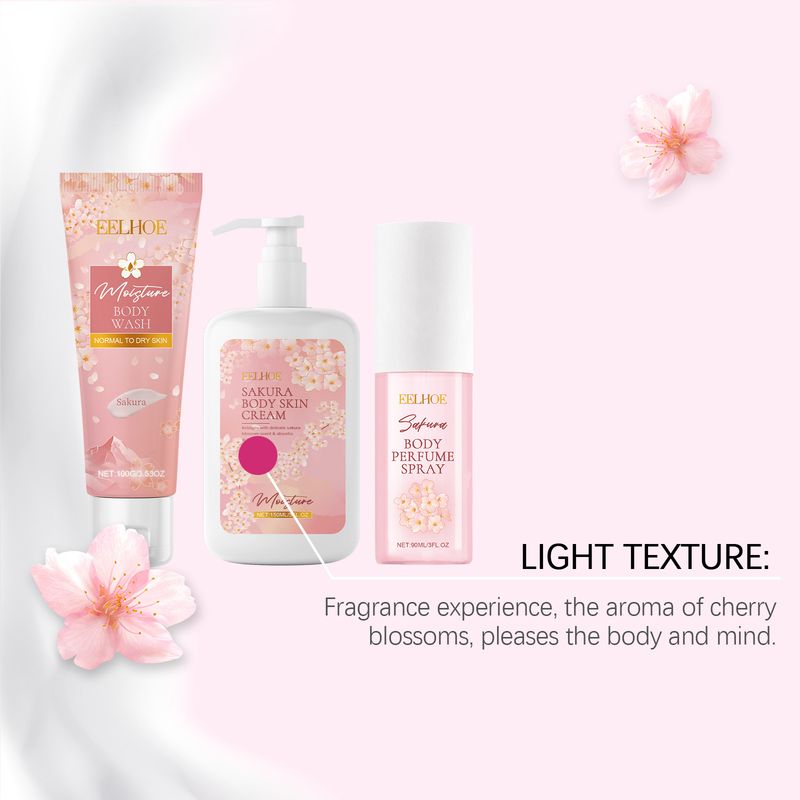 EELHOE Sakura Body Skin Care Kit, Zachte reiniging, hydraterend, hydraterend, voedende huidgeur_voghion.com