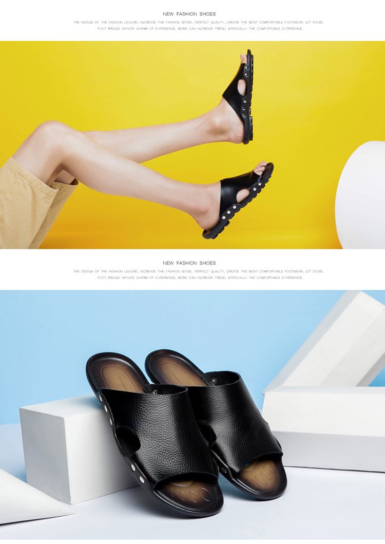Pantofole da uomo estive in vera pelle alla moda_voghion.com