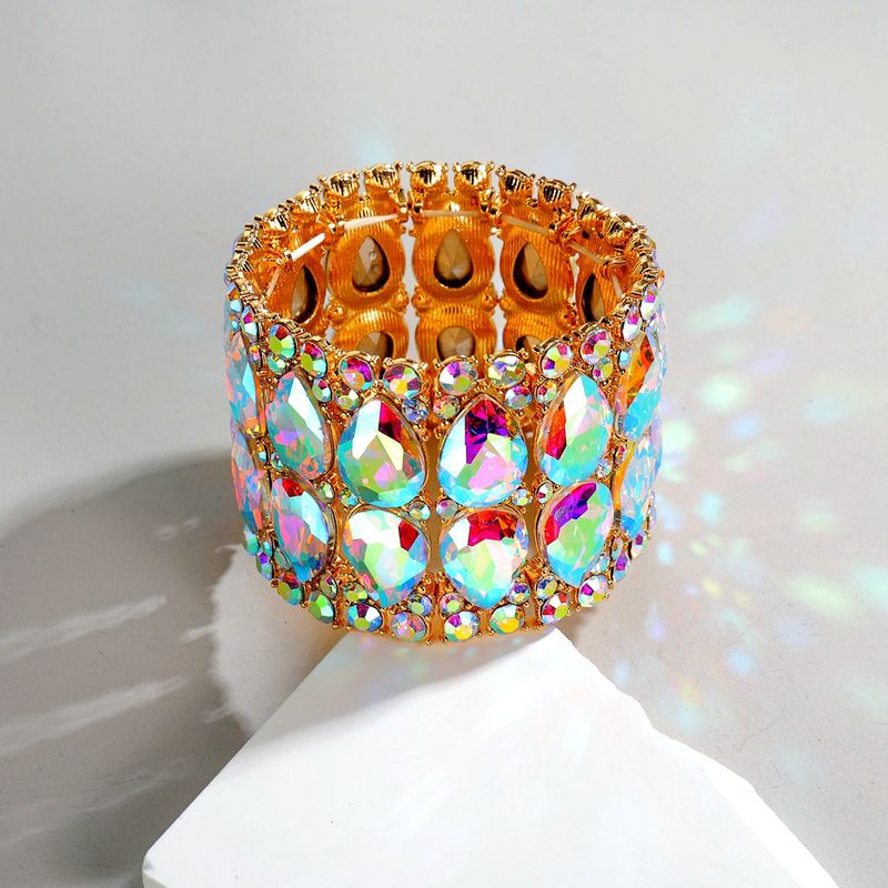 Bracelet large élastique en alliage et strass pour femme, nouvelle collection tendance_voghion.com