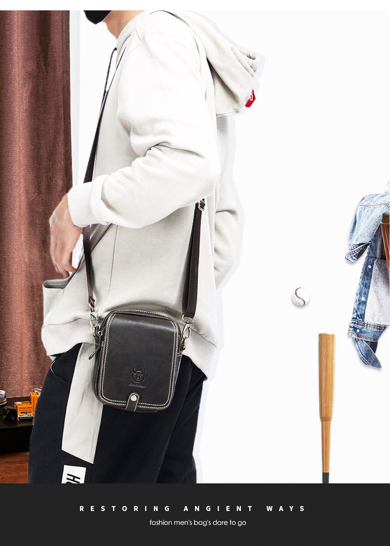 pelletteria mini piccola taglia vera pelle borsa a tracolla messenger uomo tempo libero sport multifunzionale pelle di mucca marsupio all'ingrosso_voghion.com