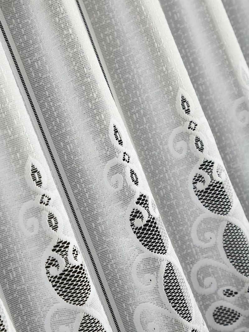 Nordic White Lace Kitchen Curtain - Breathable Polyester Cafe Curtain For Windows & Doors (80% Polyester, 20% Cotton, 3 Sizes, Rod Pocket Design)_voghion.com