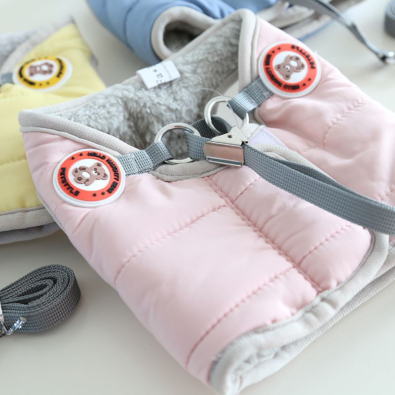 Petstyle Cream Bear Pettorina in cotone trapuntato 2023 Autunno Inverno Teddy Cat Bichon Pet Guinzaglio_voghion.com