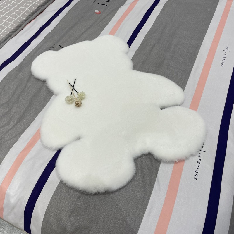 Plush Bear Rug Cute Cartoon Decorative Room Rug Super Soft Carpet Solid Color Floor Mat Bedroom Children Room Bedside Floor Rug_voghion.com