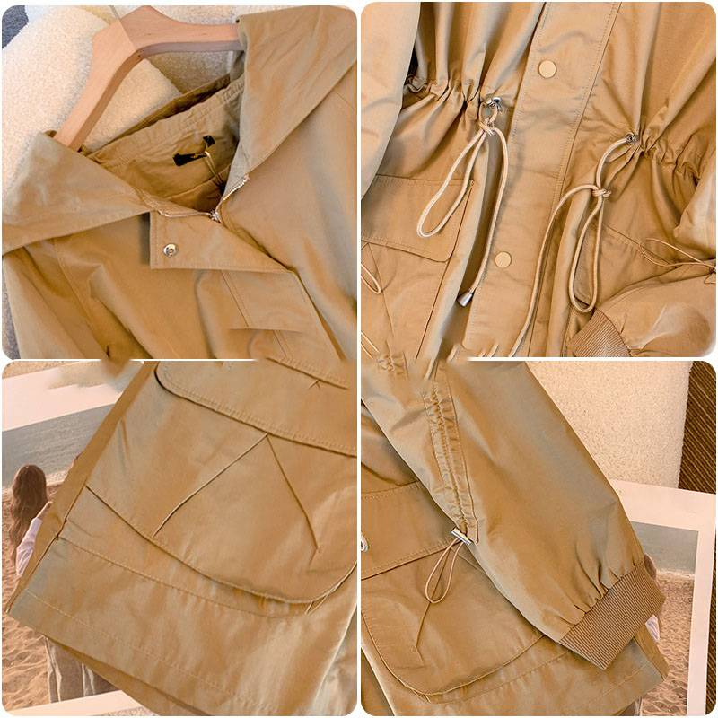Damkläder Stor storlek Luvjacka Vinter Ny stil Något tjock mm midja Löst bälte Lång parkas_voghion.com