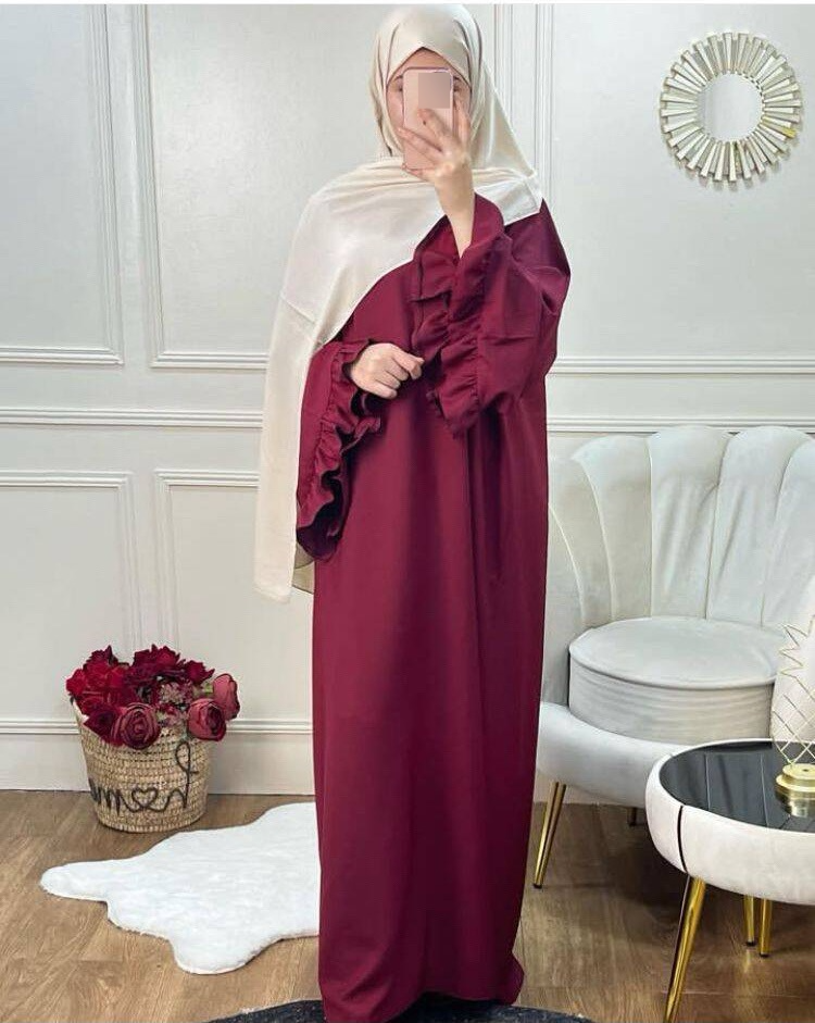Dameskleding Maleisische mode Zoete dames pulloverjurk effen kleur gewaad Dubai K111_voghion.com