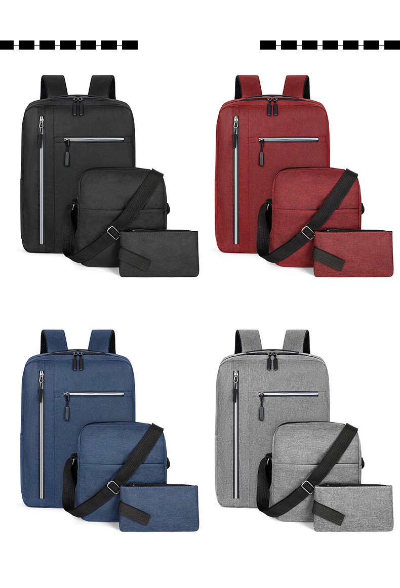 Herentassenset Rugzak Cadeau Driedelige Studentenrugzak Usb Computertas Heren Casual Schoudertas_voghion.com