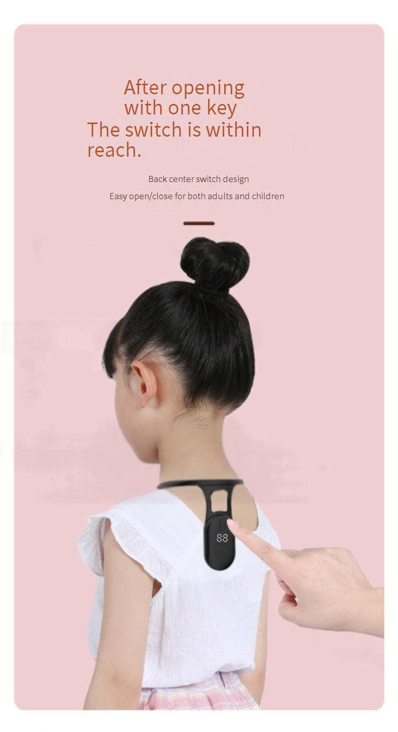 Centură de corecție cocoșată pentru copii, corector inteligent al posturii, vibrații Elf, memento pentru gât agățat, afișaj LCD, memento pentru postura de ședere_voghion.com