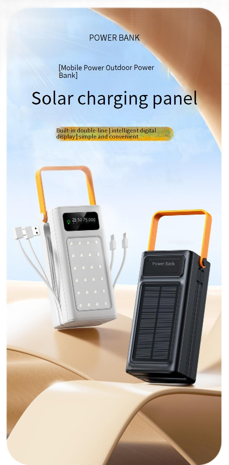 Power Bank New Outdoor Camping Light Solar Powered Self Contained Power Bank 50,000/80,000 Large Capacity Mobile Power Bank_voghion.com