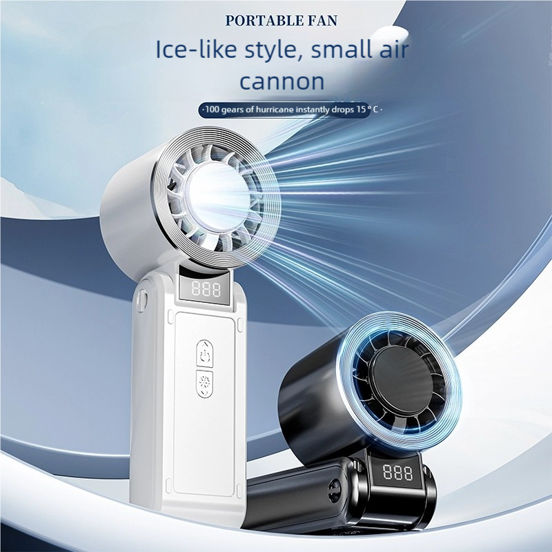 3600mAh Ice Pack Fan Foldable Semiconductor Refrigeration High Speed Turbofan Infinitely Variable Speed Handheld Electric Fan_voghion.com