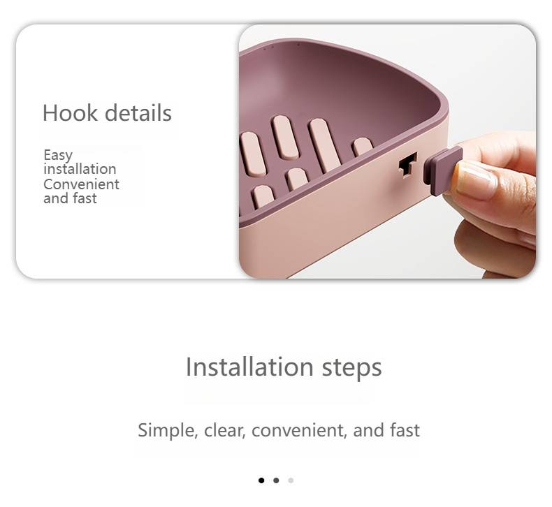 Portasapone da parete senza foratura, organizer per sapone da bagno con doppio scarico, mensola doccia creativa per casa, cucina e bagno._voghion.com