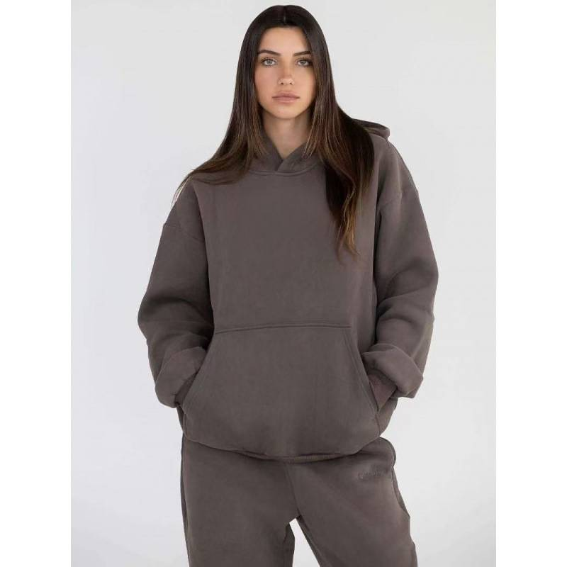 Punkrock-Hoodie- und Pullover-Set – Langärmliger zweiteiliger Streetwear-Look (Grunge-Band-Stil, lockere Passform und NOES-Grafik)_voghion.com