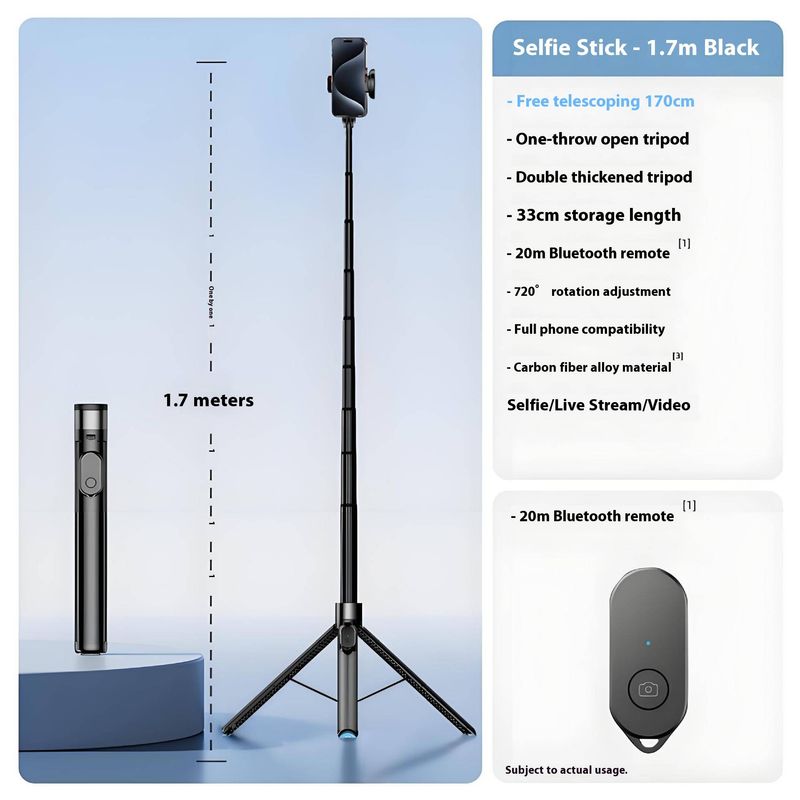 Selfie-Stick-Stativ mit Bluetooth-Fernbedienung, 67 Zoll ausziehbare Telefonhalterung für freihändiges Fotografieren und Videoaufnehmen_voghion.com
