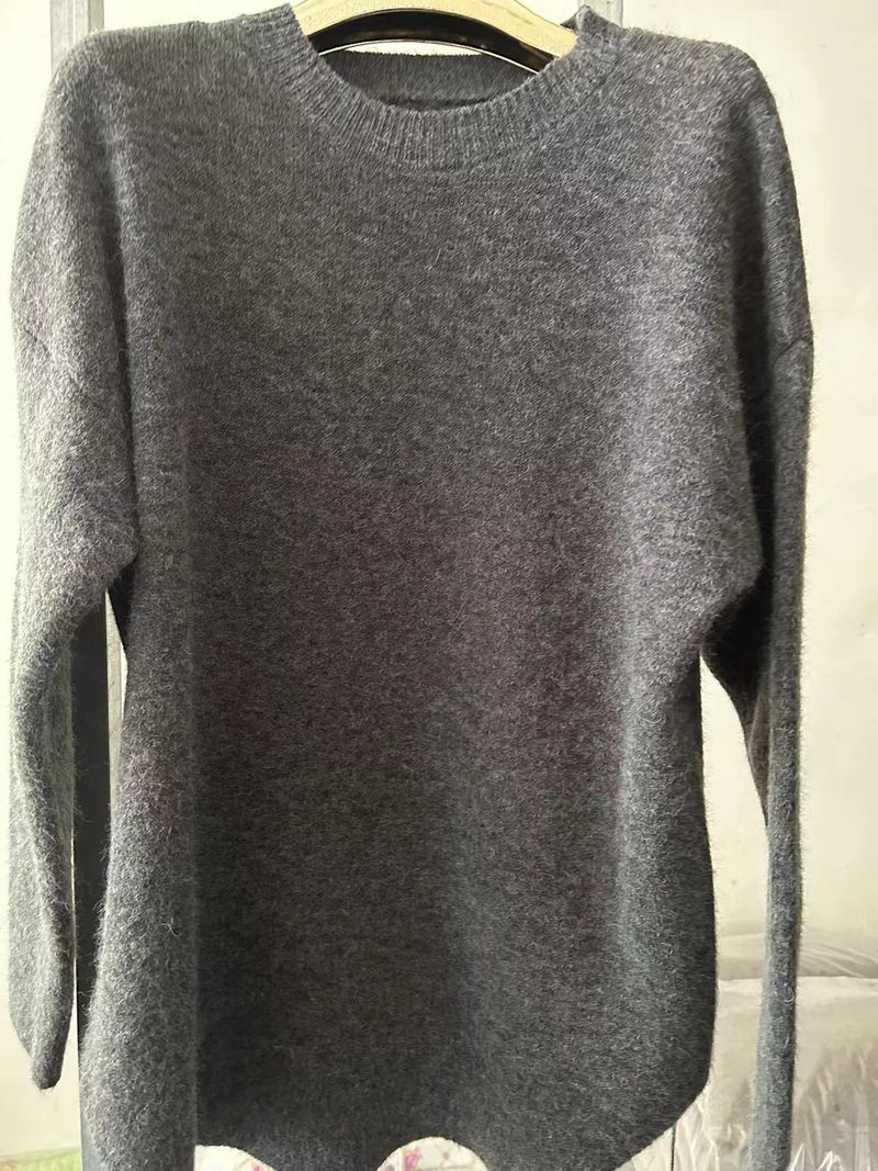 Damenbekleidung: Weicher Strickpullover – Oversized-Pullover in Unifarben, kuschelige Langarmtunika für Damen_voghion.com