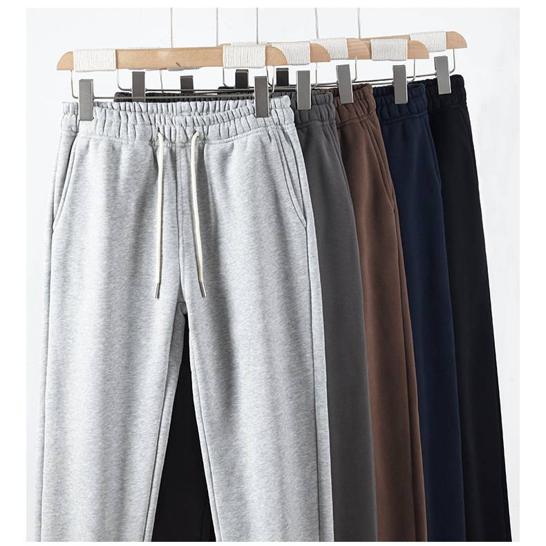 Pantaloni da tuta da uomo con gamba dritta, foderati in pile e spazzolati in ceramica - Jogger casual morbidi, caldi ed eleganti con coulisse (nero, blu navy, grigio, caramello)_voghion.com