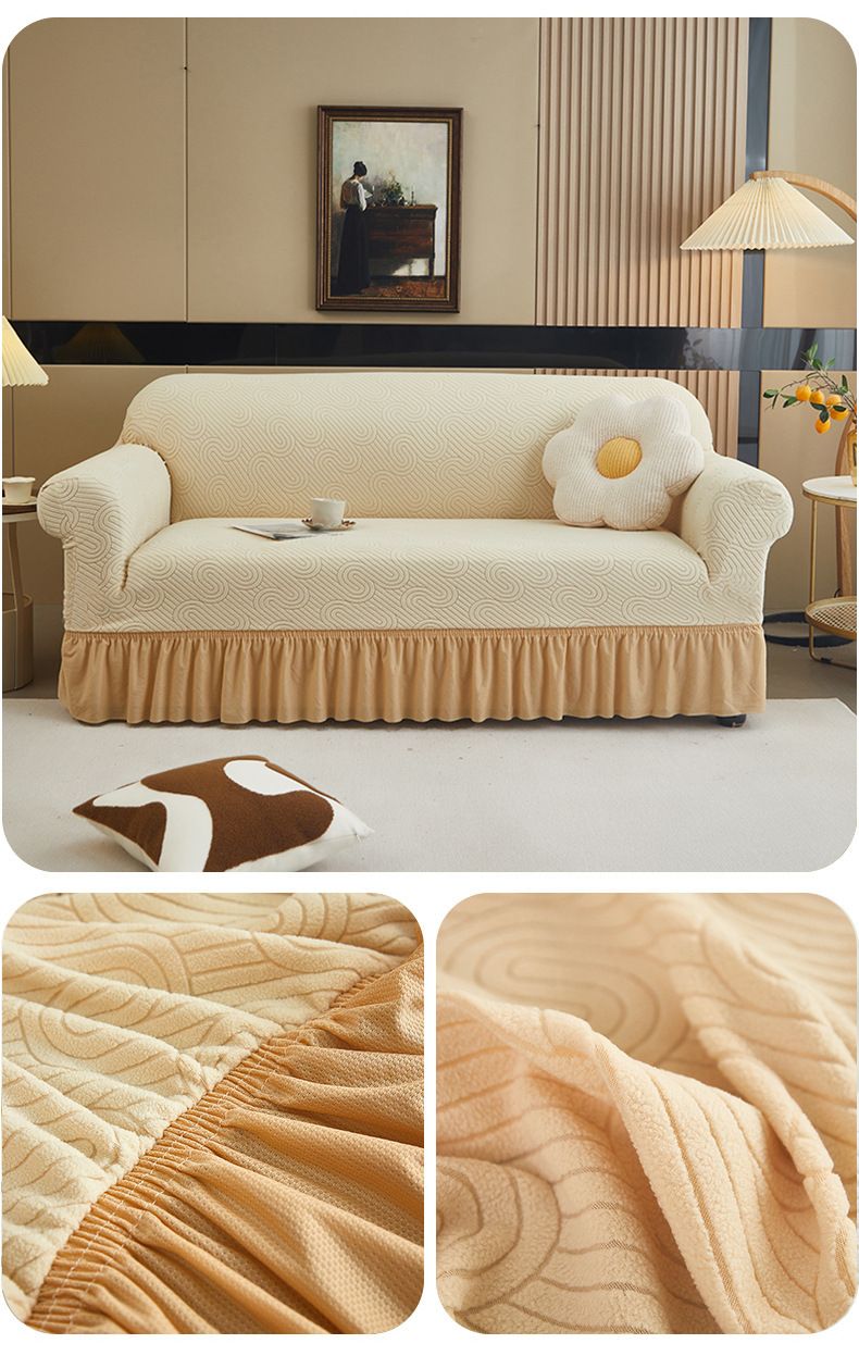 Copridivano elastici con gonna a onde d'acqua - Copridivani elastici universali per divani da 1/2/3/4 posti (8 colori eleganti, casa e ufficio moderni)_voghion.com