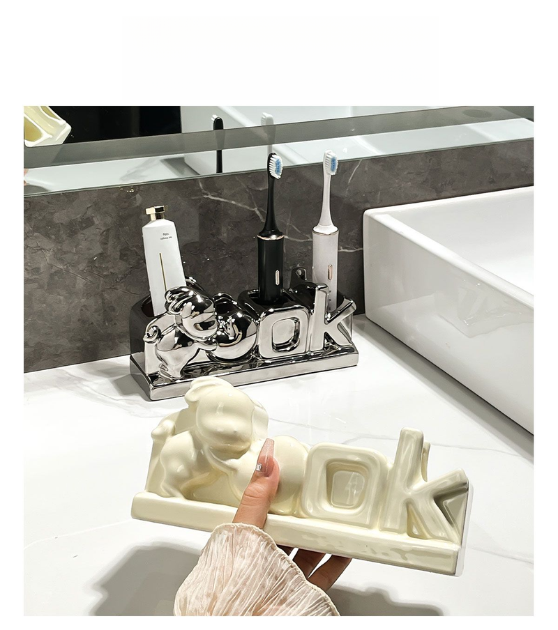 Nordic Kein Bohren Elektrische Zahnbürste Mundwasser Halter Kaninchen Zahn Tasse Rack Lagerung Badezimmer_voghion.com