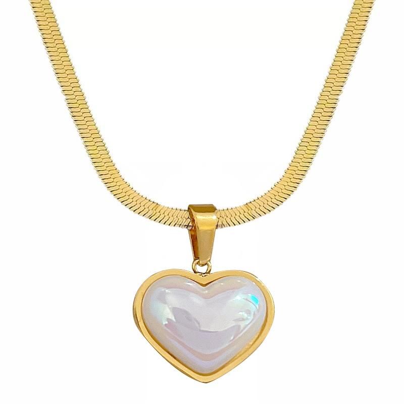 Collana con ciondolo a forma di cuore di perle di lusso, elegante, semplice e popolare, per donne e ragazze, bianca, per gioielli di coppia._voghion.com