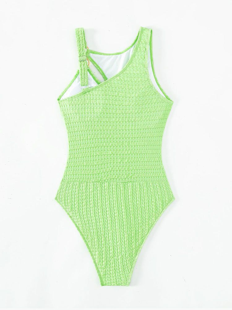 Maillot de bain une pièce pour femme, ensemble bikini moulant de couleur unie_voghion.com