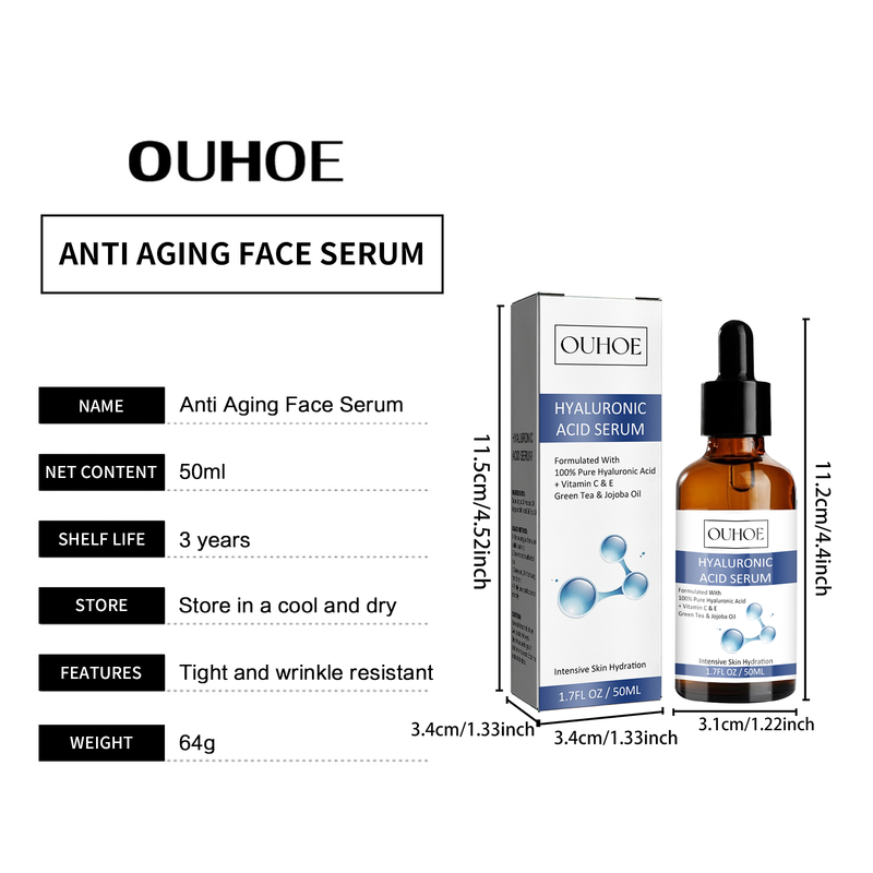 Anti Aging Serum Hyaluronic Acid Original Liquid Fade Wrinkle Fine Lines Shrink Pores Firming Whitening Vitamin C Facial Essence_voghion.com