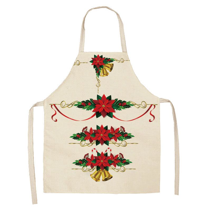 Cross-Border Direct Supply Christmas Series Linen Apron Kitchen Household Sleeveless Hanging Neck Unisex Stain-Resistant_voghion.com