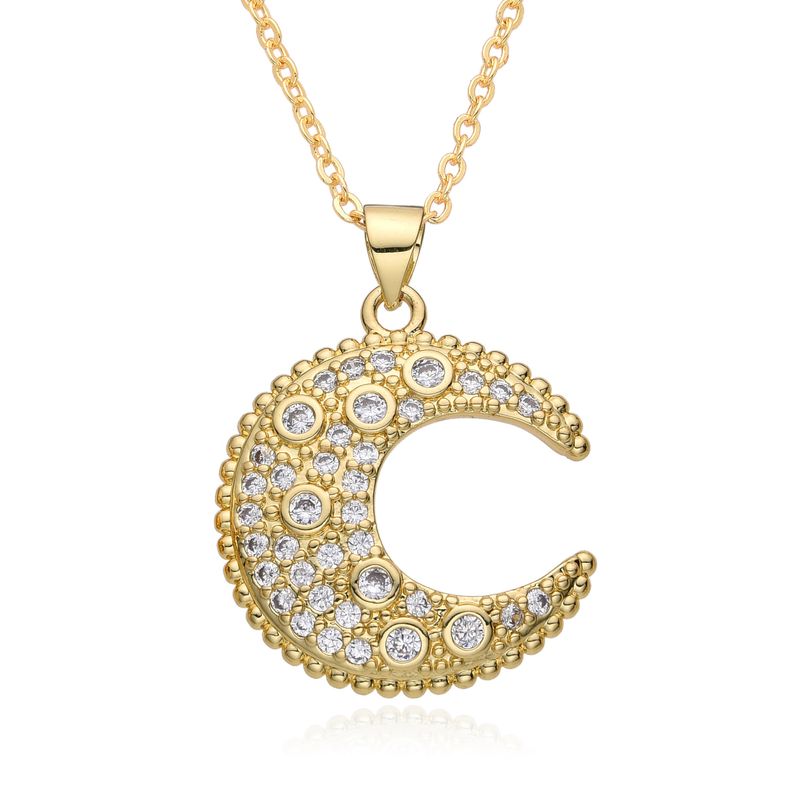 Nytt etniskt stil mikroinlagt zirkon sol- och månehalsband hänge ljus lyxig nischdesign kall nyckelbenskedja_voghion.com