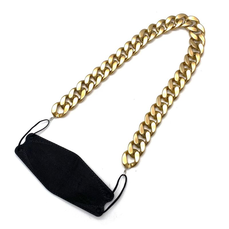 Wind Sand Gold Transparent Resin Acrylic Glasses Mask Dual-use Hanging Chain Sunglasses Wear Matching Accessories_voghion.com