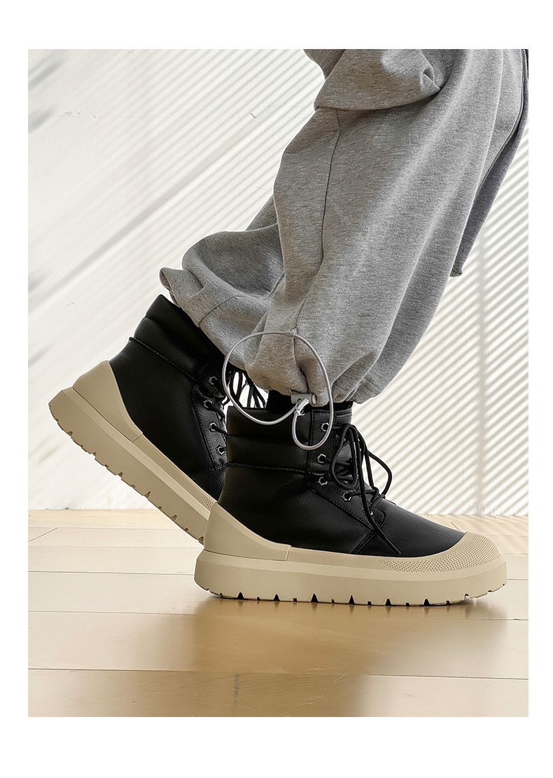 Unisex Winter Boots With Faux Fur Lining, Waterproof & Slip-Resistant, Comfortable Thick-Soled Casual Shoes For Men And Women_voghion.com