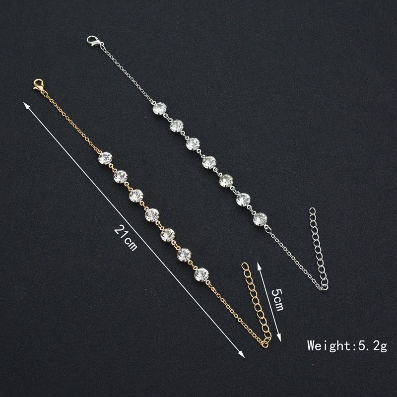 Jewelry Summer Simple Fashion Anklet Rhinestone Hanging Circle Single Layer Foot Chain_voghion.com