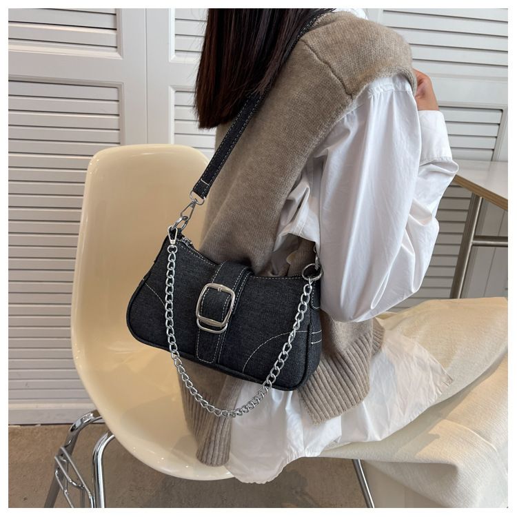 Senior Feeling Canvas Küçük Çanta Kadın Çantası Moda Zincir Çapraz Çanta Omuz Koltuk Altı Çantası_voghion.com
