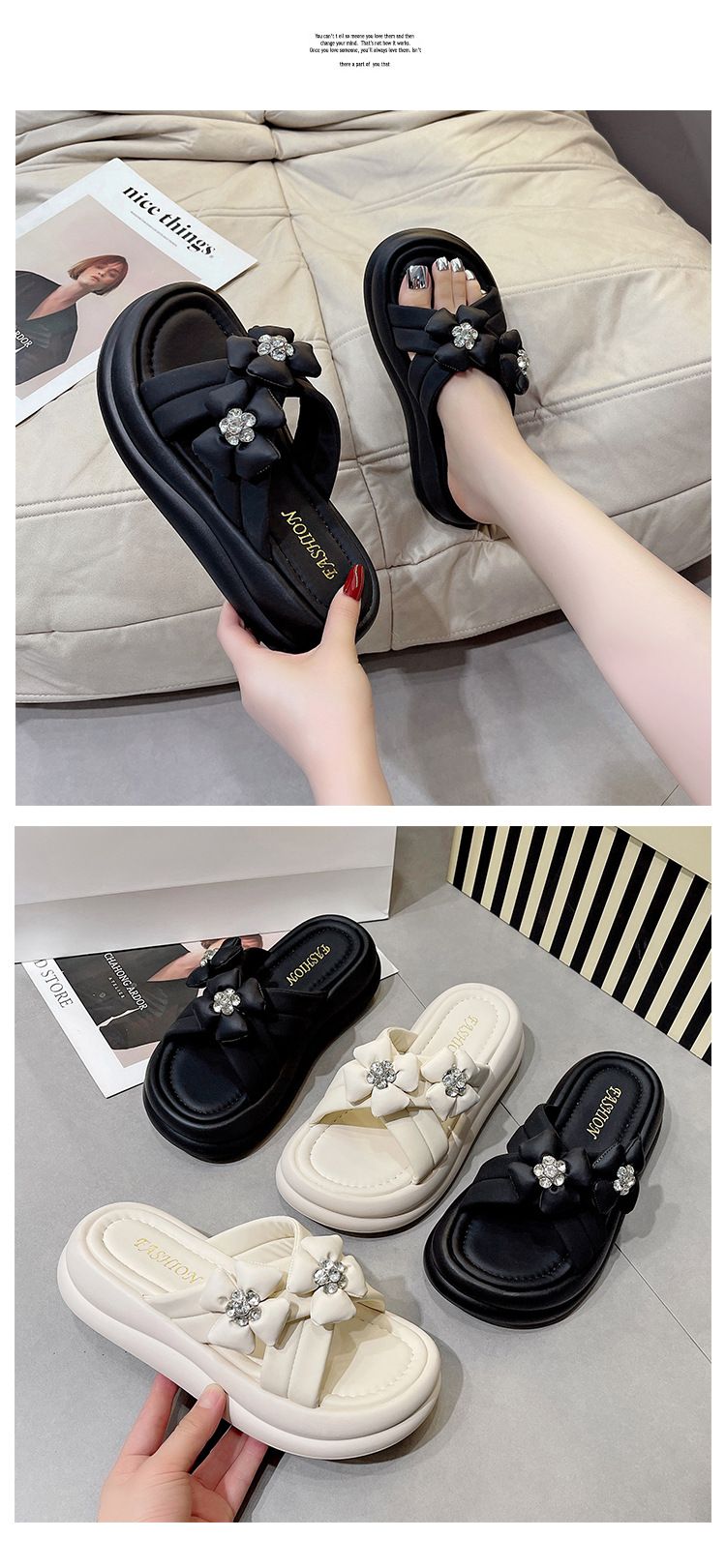 Ciabatte estive alla moda da donna, nuove, sandali piatti con un cinturino, stile coreano, alla moda, all'ingrosso_voghion.com