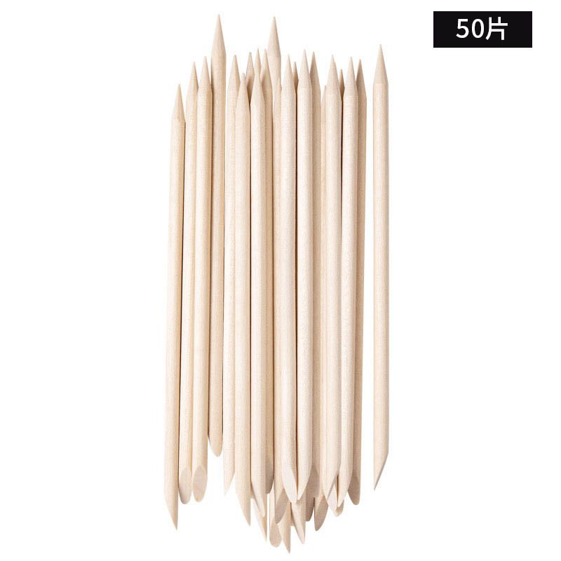 Multifunctional Cuticle Pusher Tool Beech Adhesive Small Drill Clean Excess Nail Polish Orange Wood Stick_voghion.com