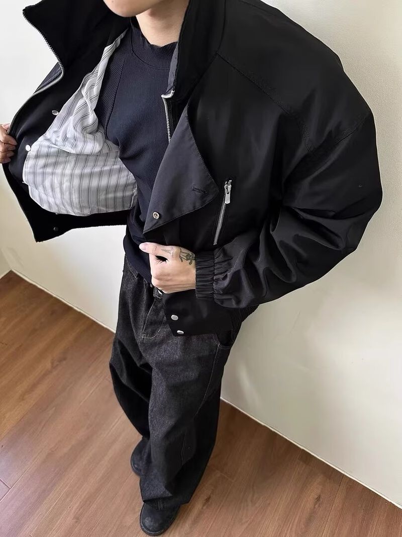 Bomber Jacket Men's American Street Loose Plus Size Baseball Jersey_voghion.com