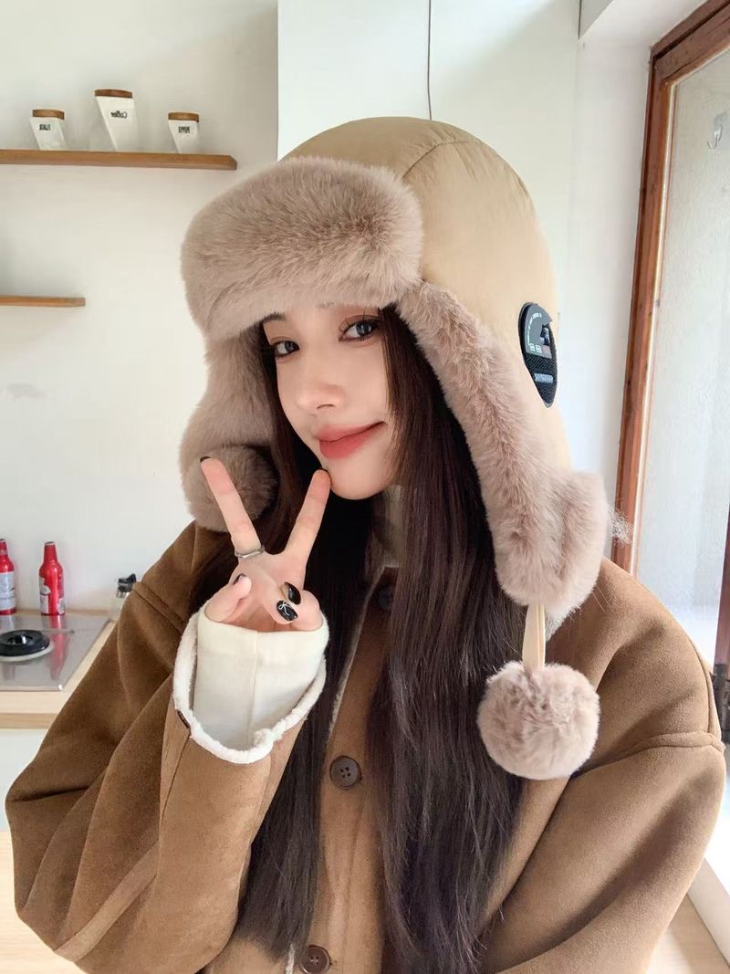 2025 Damen Winter Neue High-End Fleece gefütterte warme Lei Feng zum Reiten, Kälteschutz, großer Umfang, Kopfwickelmütze_voghion.com