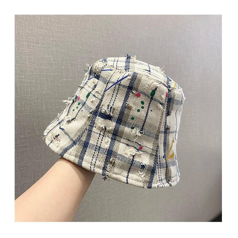 Cappello da pescatore per bambini, primavera ed estate, a quadri, con fori, cappello da lavabo, casual, versatile, pieghevole, cappello da sole_voghion.com
