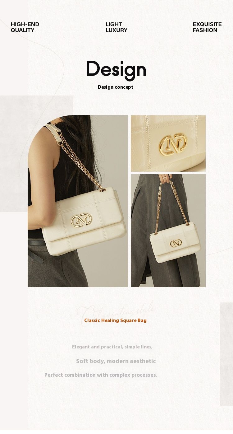 2024 Nuova borsa da donna NOVAGLAM con cuciture, piccola borsa quadrata, tracolla diagonale, borsa a catena, borsa da pendolare con senso avanzato_voghion.com