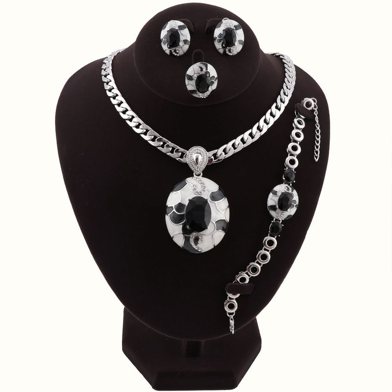 Fashion Women African Beads Trendy Party Costume Gold Color Crystal Necklace Earring Jewelry Sets_voghion.com