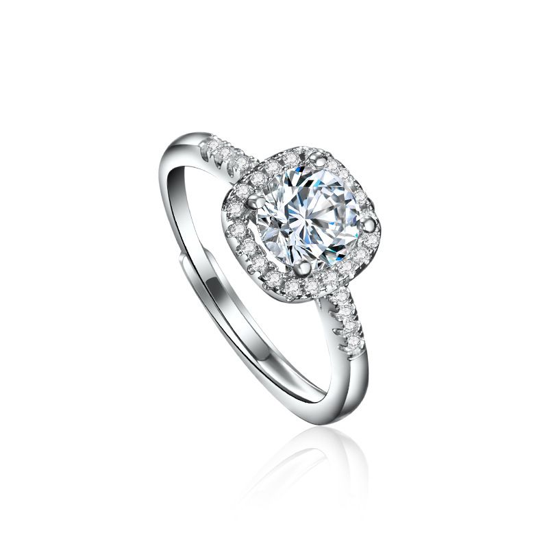 Classico anello di nozze aperto versatile di lusso alla moda con borsa quadrata da principessa intarsiata con diamanti e zircone da un carato_voghion.com