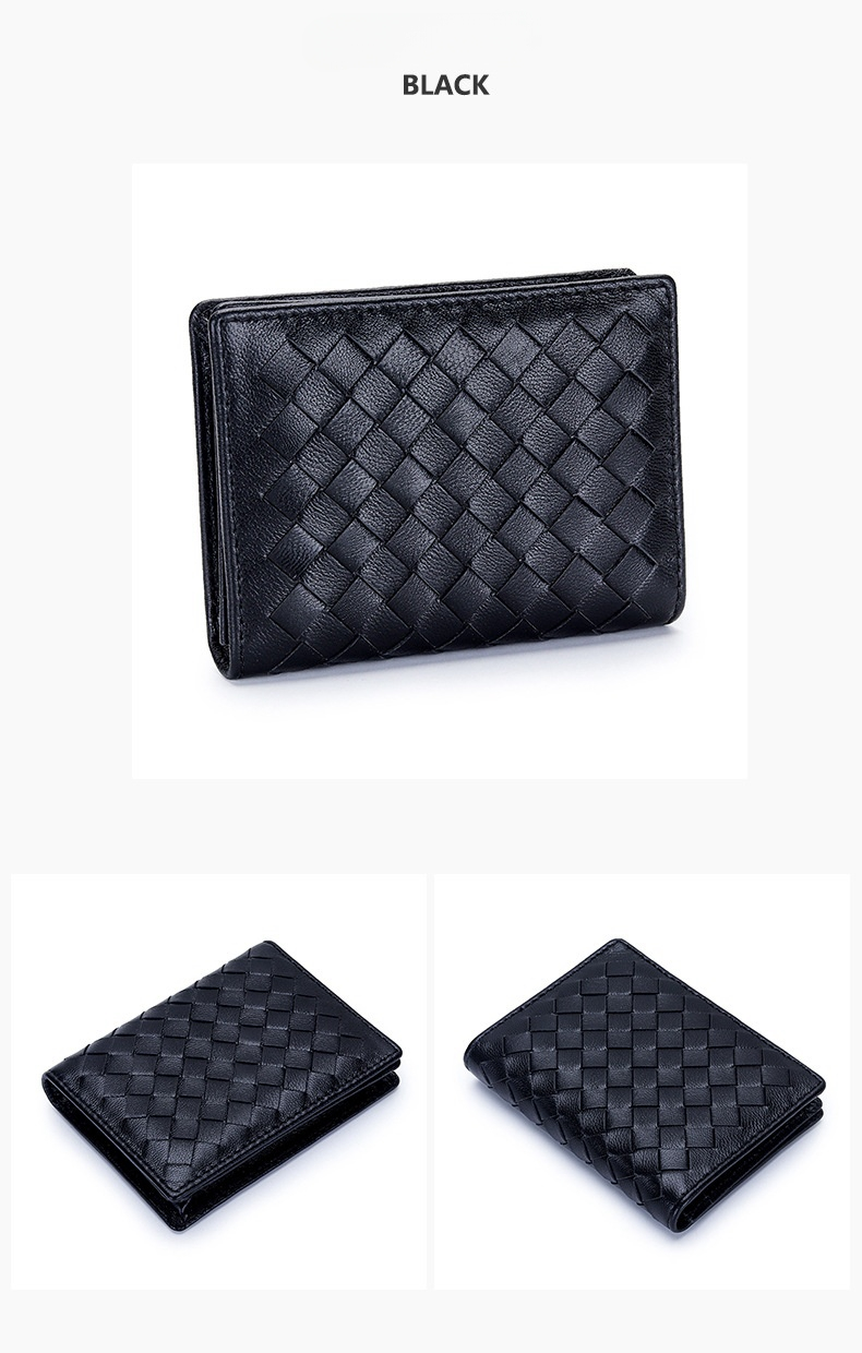 Designer heren- en damestas van geweven schapenvacht Nieuwe visitekaartjestas Multifunctionele leren tas Kaartclip voor heren Eenvoudige nulportemonnee_voghion.com