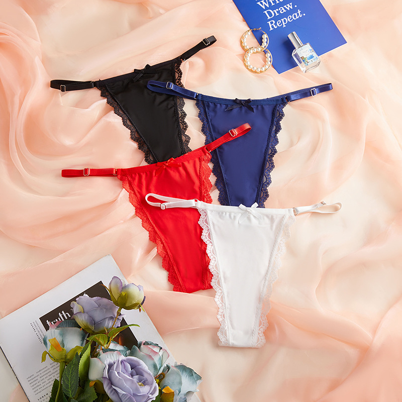 Sexy lace panties Women's summer thin adjustable thin band no trace pure desire thong_voghion.com