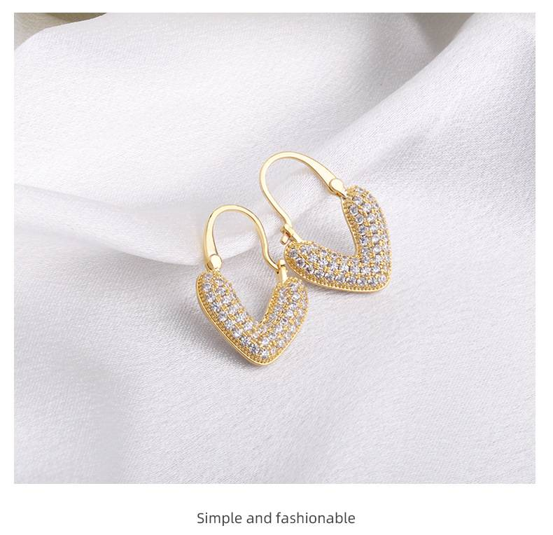 Orecchini da donna versatili con gancio per orecchini a forma di cuore con strass, alla moda e di lusso_voghion.com