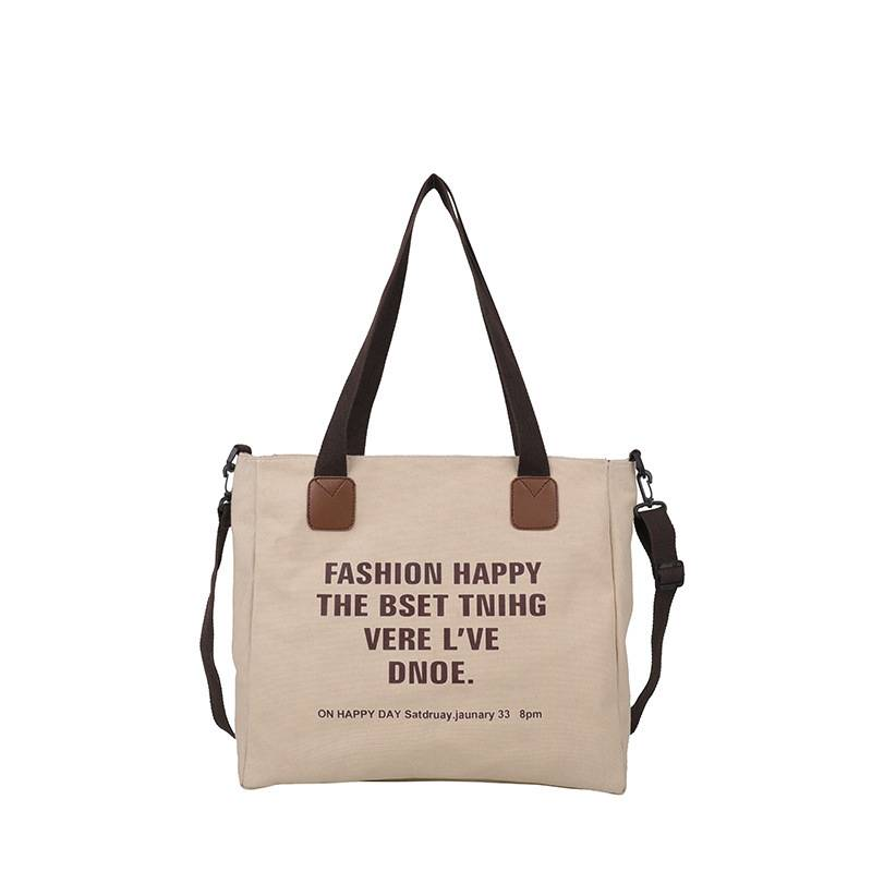 Designer Mode Persönlichkeit Trend Einfache Leinwand große Kapazität Freizeittasche faulen Stil eine Schulter bedruckt Brief Einkaufstasche_voghion.com