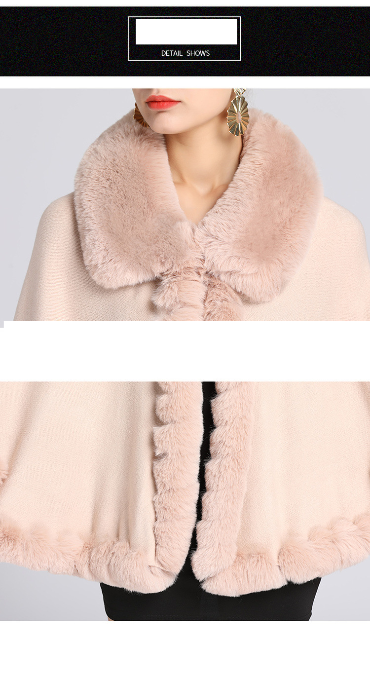 Mantella con collo in pelliccia, mantella in maglia di pelliccia, grande taglia, cardigan cappotto donna_voghion.com