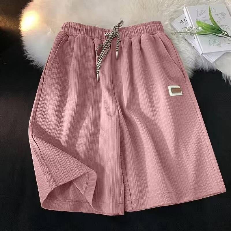 Men's Clothing Waffle Plus Velvet Sports Pants Loose High Street Straight Wide Leg Label Casual Pants_voghion.com