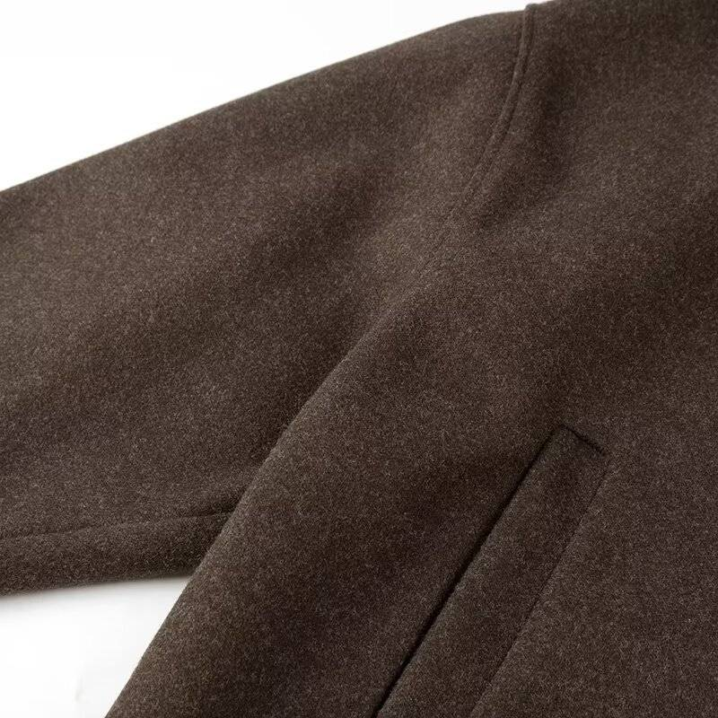 Damenmode lässige Revers vielseitige zweifarbige Woll-Kurzjacke_voghion.com